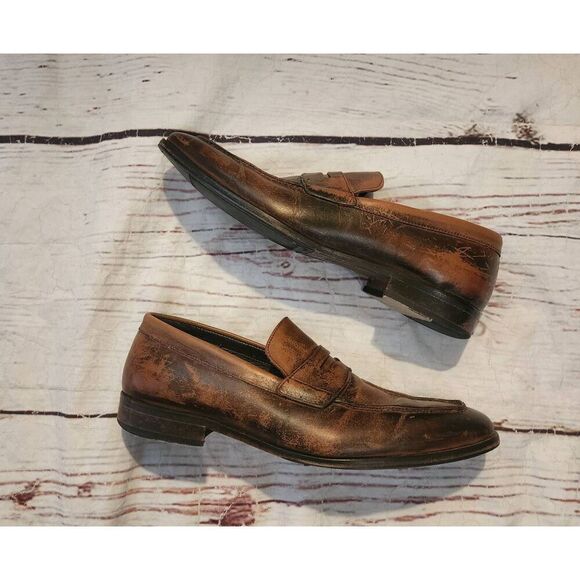 To Boot New York Adam Derrick Distressed Burnished Leather Penny Loafer Size 9 main image 7